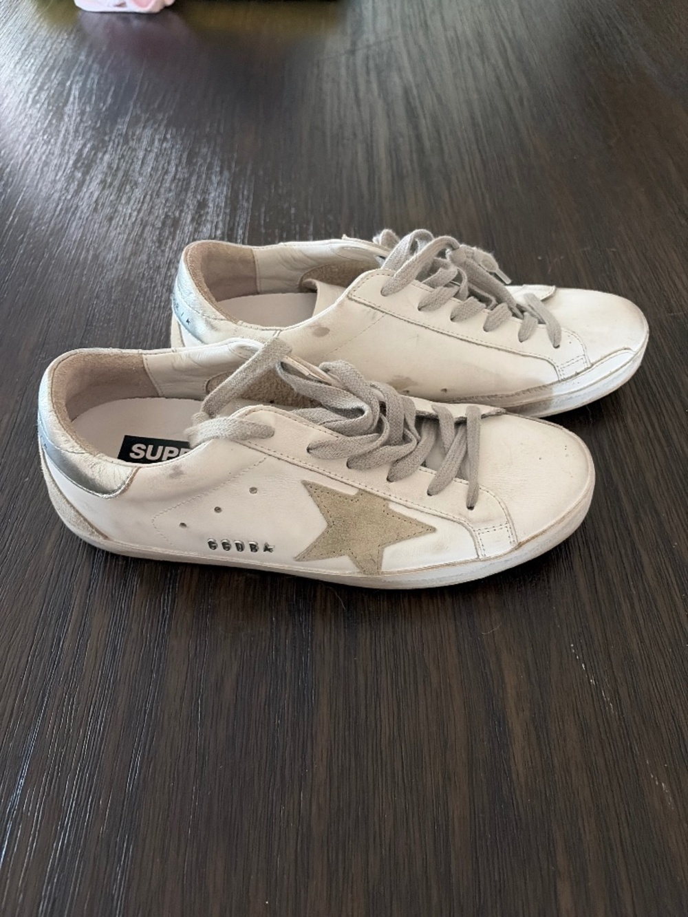 Golden Goose White Leather Sneakers with Beige Star